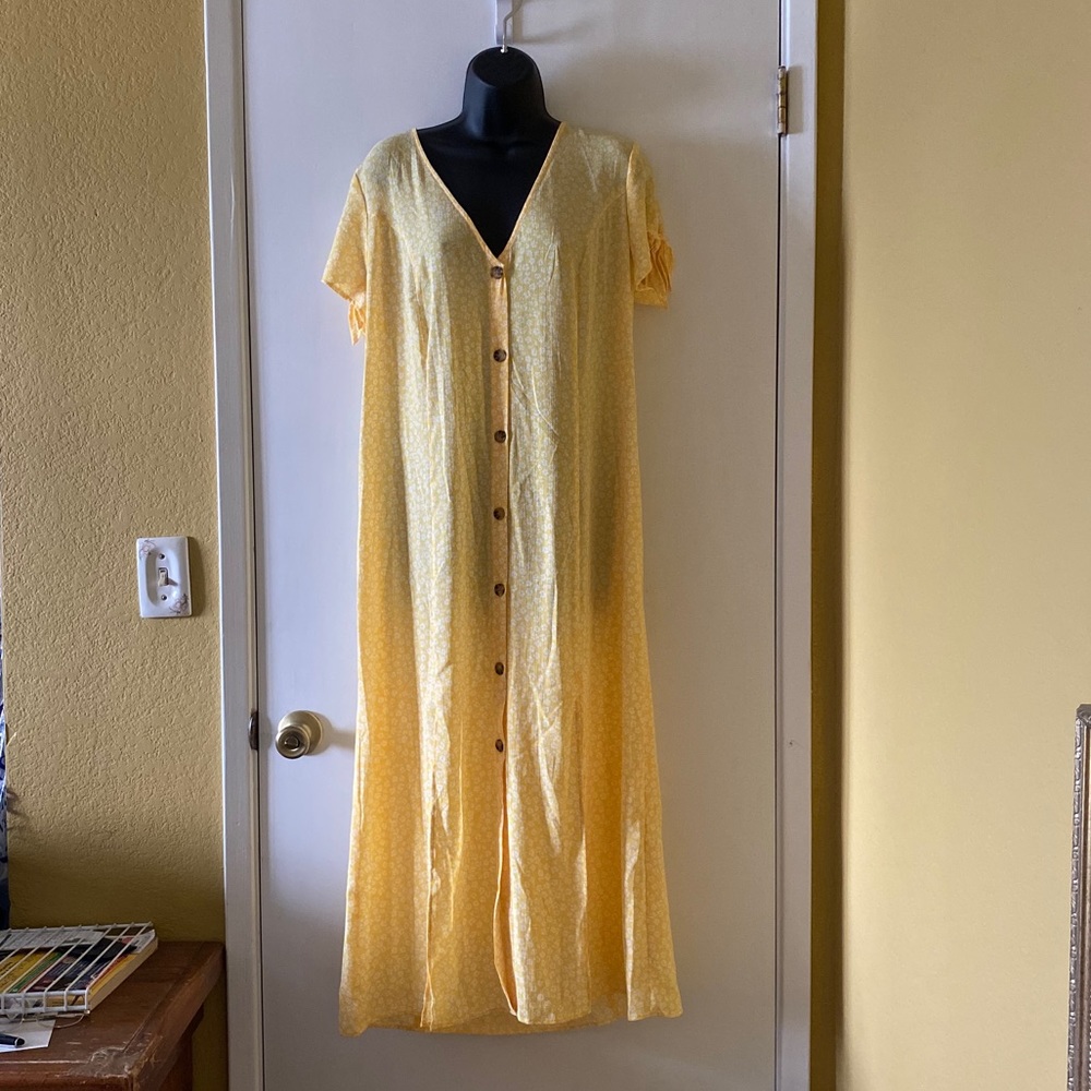Divided by H&M Yellow Floral Summer Dress, XL